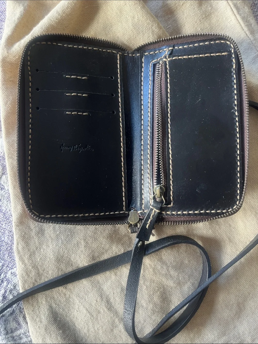 Henry Beguelin Brown Leather Crossbody Phone Case/wallet - Picture 5 of 6